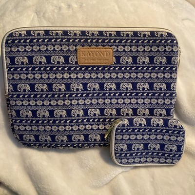 Kayond Elephant Design Laptop / Tablet Sleeve Case. Zipper, padded, 14x10. EUC