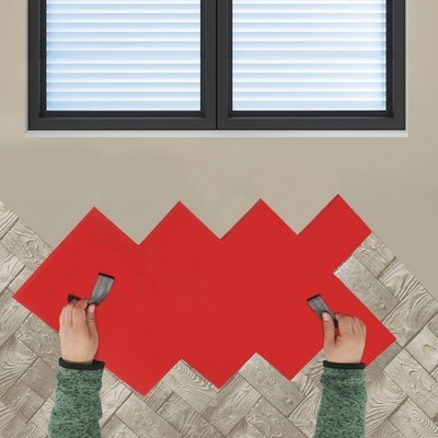 Concrete Stamp Mat PU Wood-Grain 69 × 57 cm Red Manual
