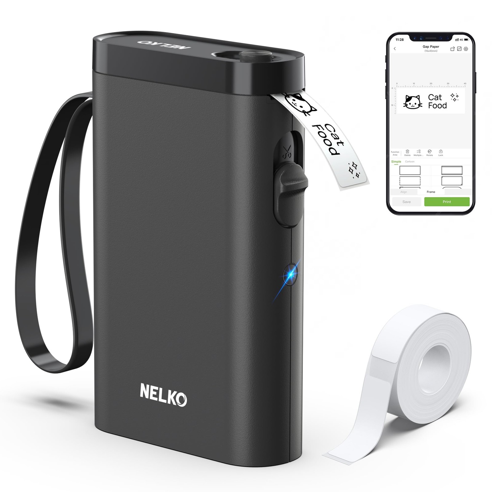 Nelko Label Maker Machine with Tape, P21 Portable Bluetooth Label Printer, Wirel