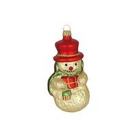 Haberland Christbaumschmuck,-Kugel - Mittlerer Schneemann Rot & GrüN 11Cm