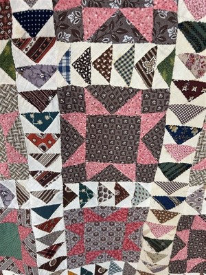 antique quilt top 76x108 small triangle patchwork cotton 19thc original stunner 