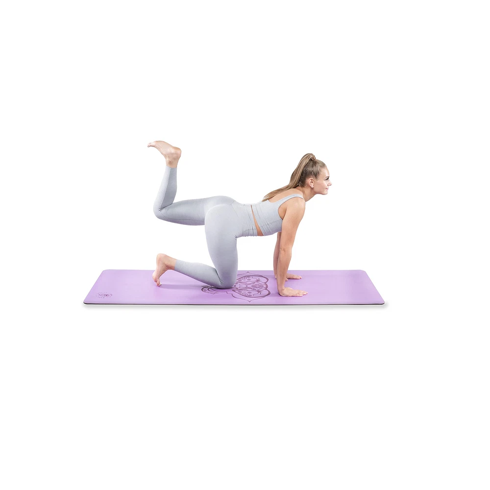 Extra Thick 6mm Yoga Mat for Exercise and Pilates in Purple Elephant-Natur Design