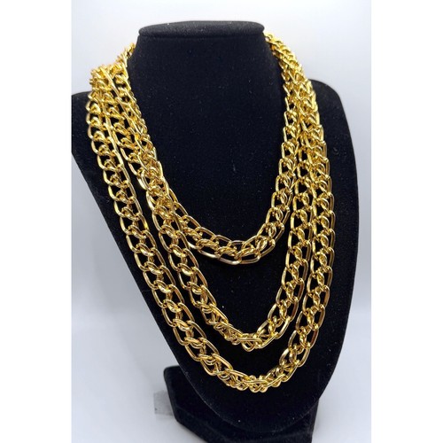 Chunky Long Gold Tone Chain Necklace 58" Lightweight Layering No Clasp