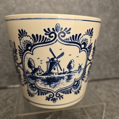 Vintage Delft Blauw Crown Mark Flower  Pot