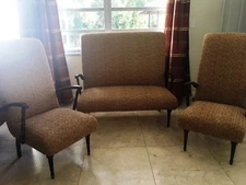 Vintage Fabric Sofa Living Room Furniture - 3pc Set