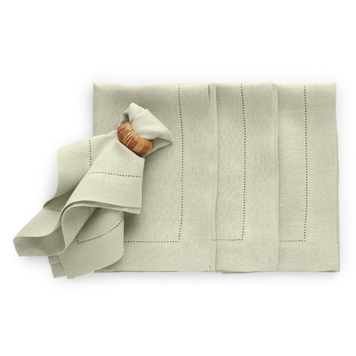 Solino Home 100% Pure Linen Dinner Napkins 20 x 20" for Fall - Sonoma Hemstitch - Picture 21 of 43