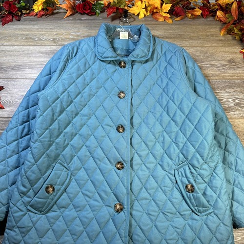 Blair Quilted Coat Size XL Plus Lined Thicker Jacket Pockets Women’s Teal Blue - Picture 3 of 12