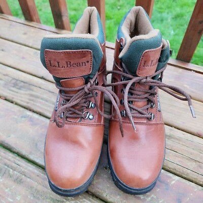 L.L. Bean Gore-Tex Brown Leather Hiking Boots Men’s‎ 7.5 Women’s 9 Vibram Vintage L.l.bean Goretex Hiking Boots: Brown Leather Ankle  main image 2