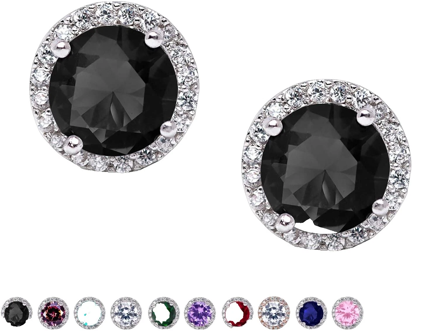 Folheado a Prata Preto Stud Brincos