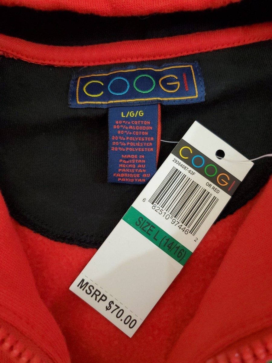 Vintage COOGI Women's Size Large Red Full Zip Hoodie BNWT | eBay