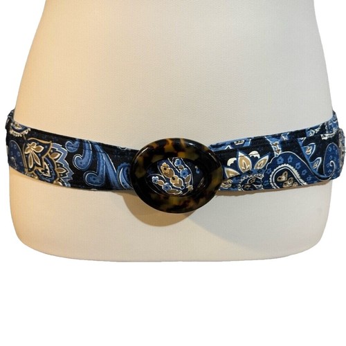Vera Bradley Blue and Purple Paisley Belt with Wooden Buckle Vera Bradley Belt Navy Blue Paisley Faux Tortoise Windsor  main image 4