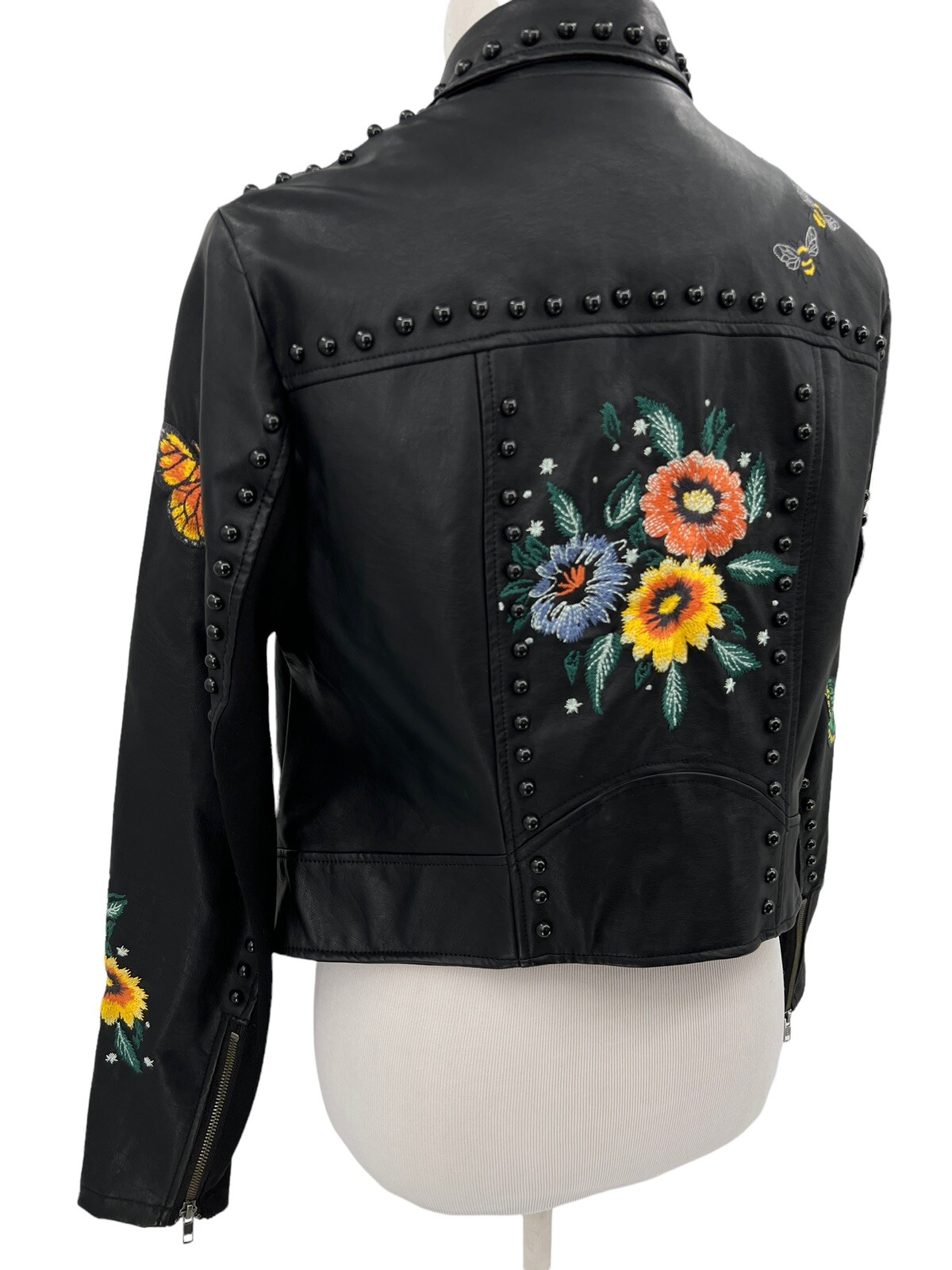 plus size studded moto jacket