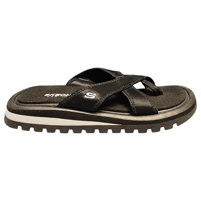 Skechers Flip Flop Thong Sandals Womens Size 9 Black Casual Slip On Rubber Sole