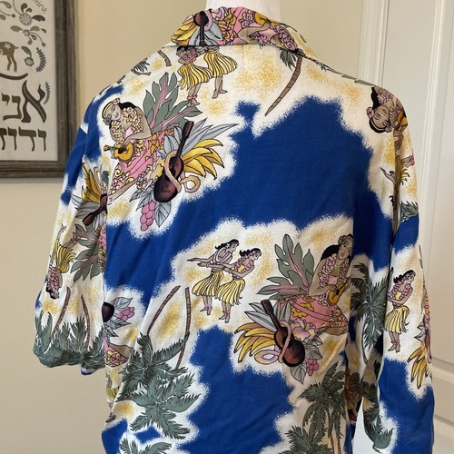 Vintage 1960s 1970s Malihini Hawaiian Shirt Aloha Ocean Hula Girls RARE READ - Picture 7 of 10