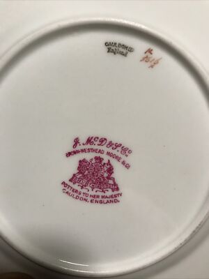 7” ANTIQUE K3616 BROWN WESTHEAD MOORE CAULDON PORCELAIN PLATES HER