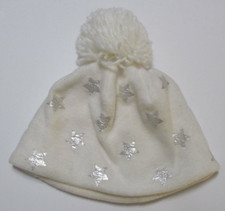 Baby GAP Fleece Pom Beanie Hat - Ivory with Silver Stars Small/Medium