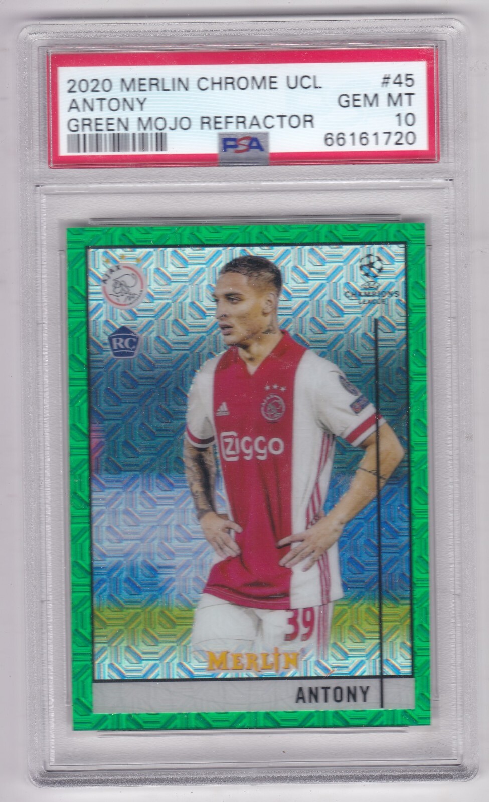 2020-21 Topps Merlin Chrome UEFA #45 Antony RC Green Mojo Refractor 62/99 PSA 10