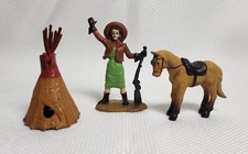 Lot of 3 Safari Ltd Western Anne Oakley, Indian Tee Pee, Horse Figures, Annie