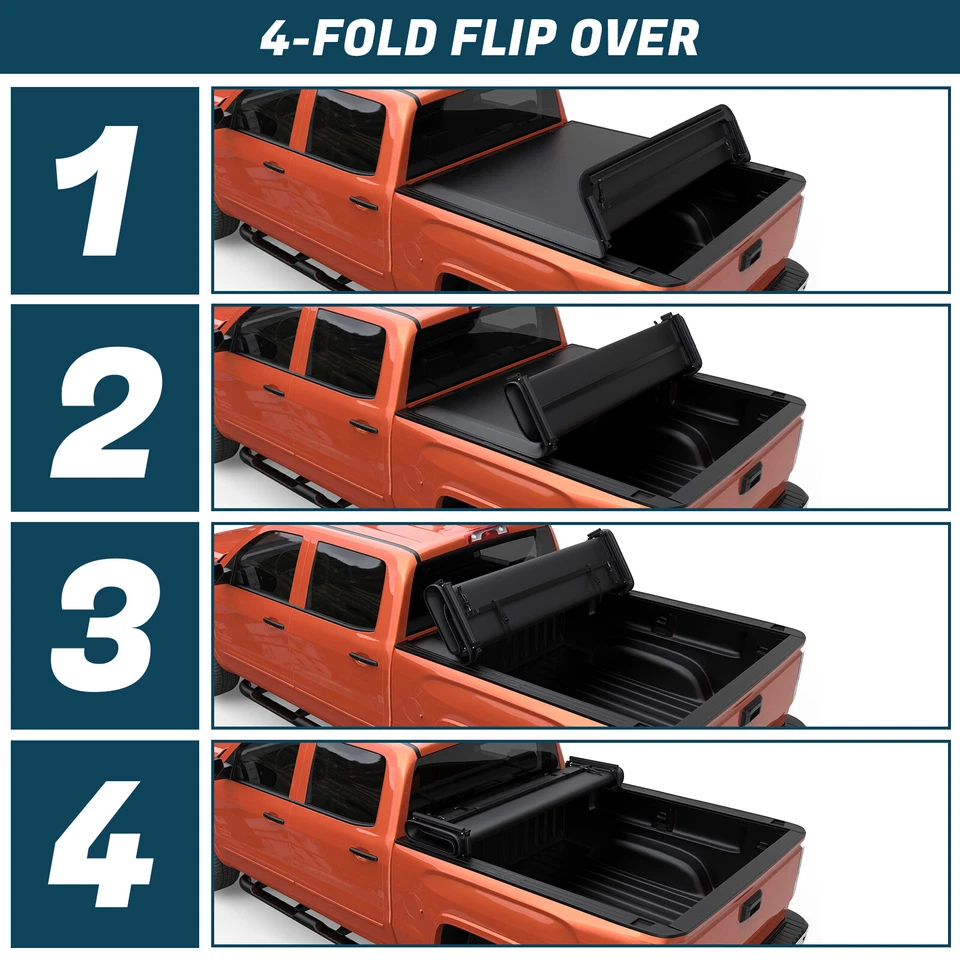 5.5FT 4-Fold Soft Truck Bed Tonneau Cover For 2015-2025 Ford F150 Waterproof Foto 3 de 4