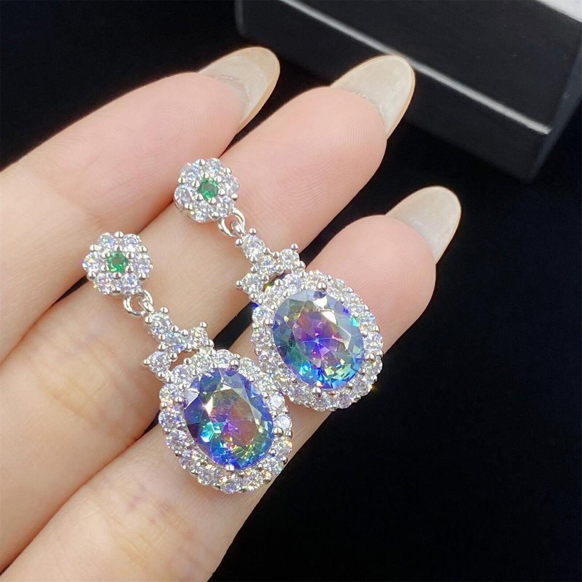 New Rainbow Color Blue Mystic Topaz Gemstone Women Silver