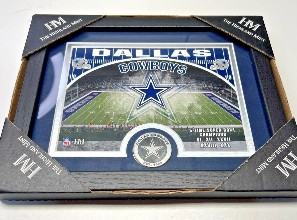 Marco de fotos de los Dallas Cowboys placa 11x9 moneda acuñada Highland Mint oficial de la NFL Foto 2 de 4