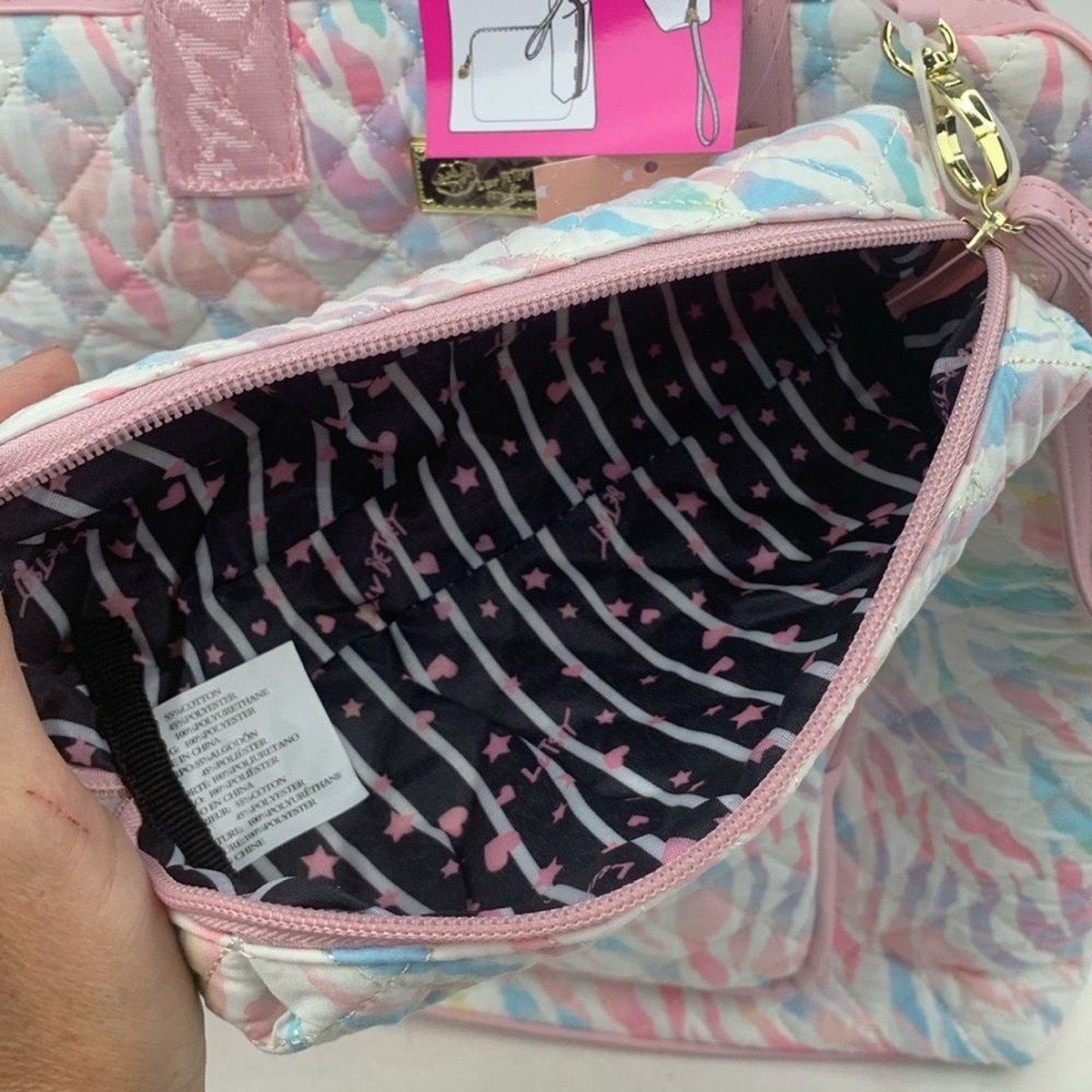 Betsey Johnson Backpack & pencil case wristlet Pink blue  display picture 1