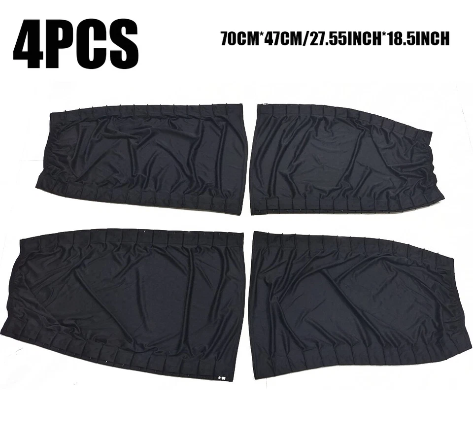 4Pcs Car Side Window Sunshade Curtains Sun Visor Blinds Cover Adjustable 70*47cm - Image 4 of 4