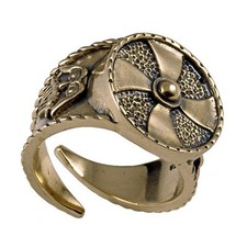 Bronze Wikinger Ring Viking-Warrior Tiwaz Rune  Gr.60-70  verstellbar