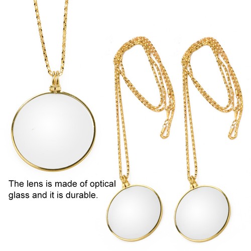 5X Magnifier Monocle Lens Necklace Magnifying Glass Loupe Gold HPT - Picture 4 of 14