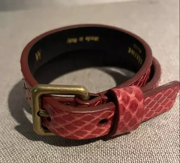 CELINE Bracelet Bangle Red Leather Designed by Phoebe Philo Size