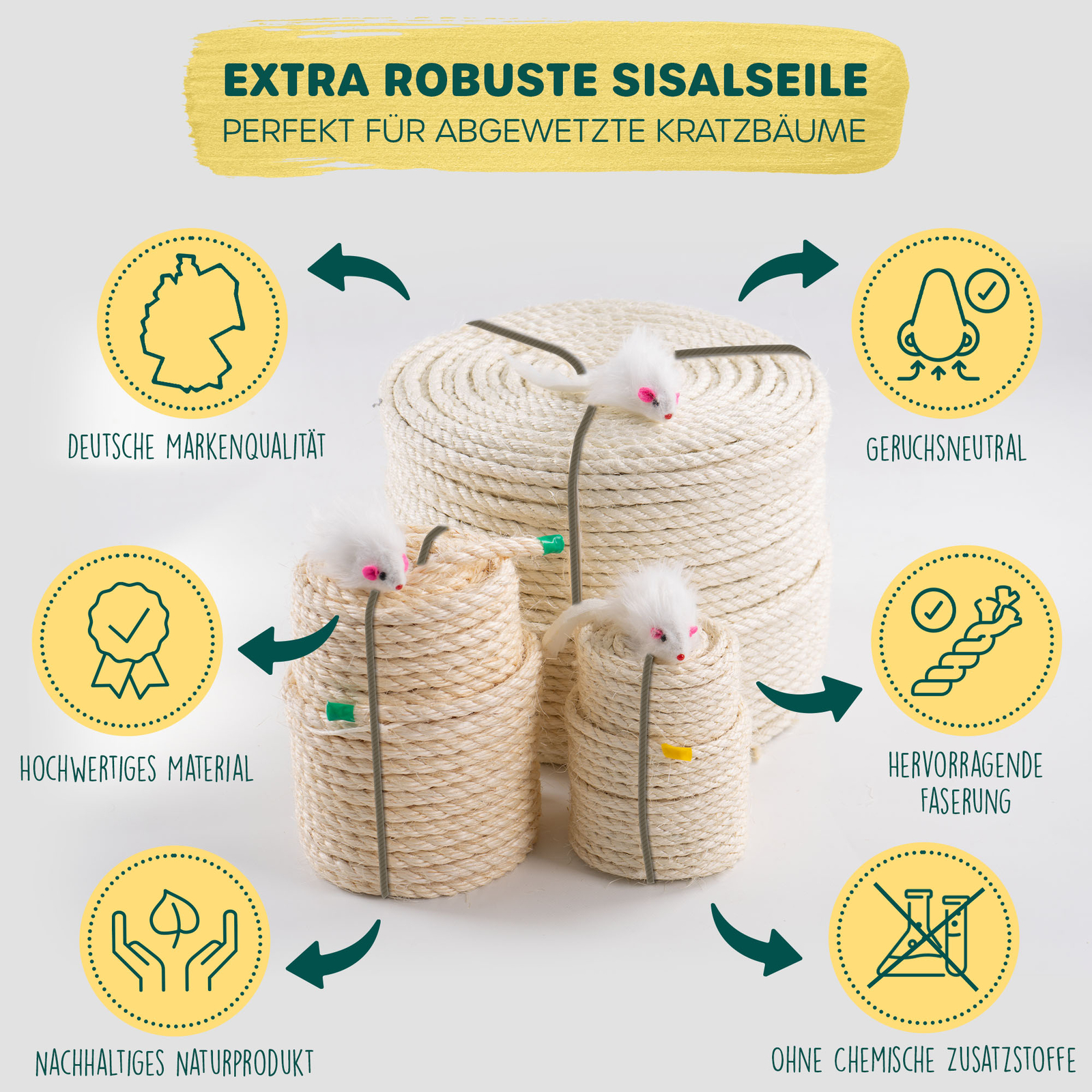 Lantelme Sisalseil 30 Meter - Naturseil Für Kratzbäume & Bastelprojekte