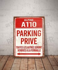 Plaque métal vintage Alpine A110 parking privé Enseigne Garage Décoration