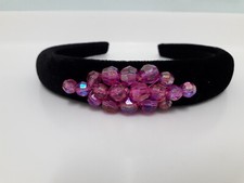  Bespoke Handmade Pink Sparkle Beads Crysta Crown Hairband/headband/ Black .