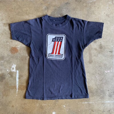 70s VINTAGE HARLEY DAVIDSON #1 MOTORCYCLES BIKER T-SHIRT SZ S OHIO