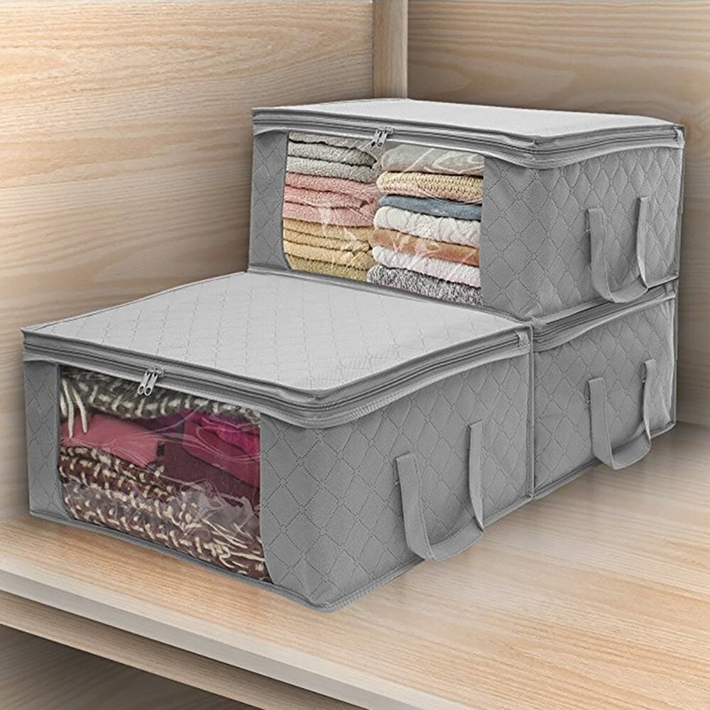 Dachboden/Schrank Unterbett Schuh Organizer f r Kleidung Quilt Decke Bambus Auf
