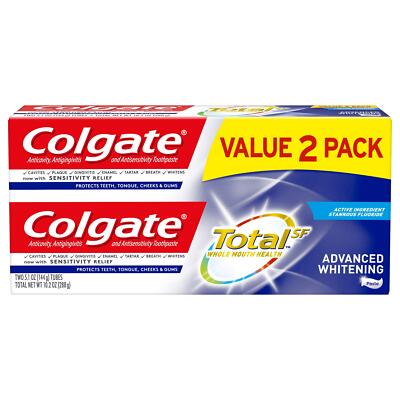 Colgate Total SF Advanced Whitening Toothpaste Pack of 2 10.2 Ounces