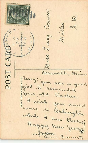 Postal: Feliz Año Nuevo, Colegiala, Publicado, c1913, Vintage - Imagen 3 de 3
