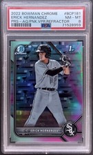 2022 Bowman Chrome Aqua / Pink Vapor Refractor Erick Hernandez /125 PSA 8