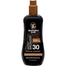 Australian Gold Instant Bronzer SPF 30 Spray Gel Sunscreen 8 oz. 1.37 per gallon