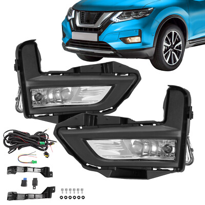 For Nissan Rogue S SL SV 2017-2020 Front Bumper Fog Lights Lamps w/Bezel+Bulbs