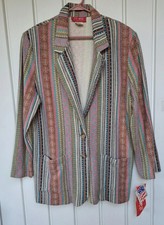 Vintage Ivy Wear Blazer Sport Coat Jacket Size Large Aztec Woven Striped New