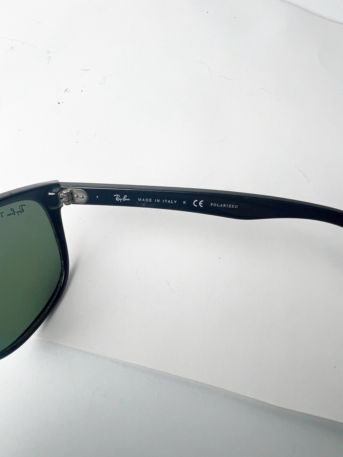 Rayban Black Wayfarer Made In Italy Polarized Lens Flawed image 2