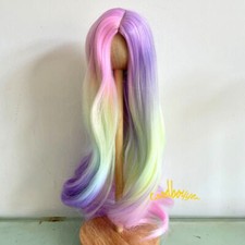 1/6yosd 1/4MSD 1/3SD Uncle BJD Long Curly Wig with Center Parting Rainbow Color