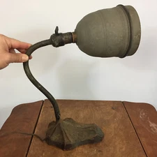 Vtg Mid Century Distressed Industrial Drafting Metal Table Desk Office Lamp Lite