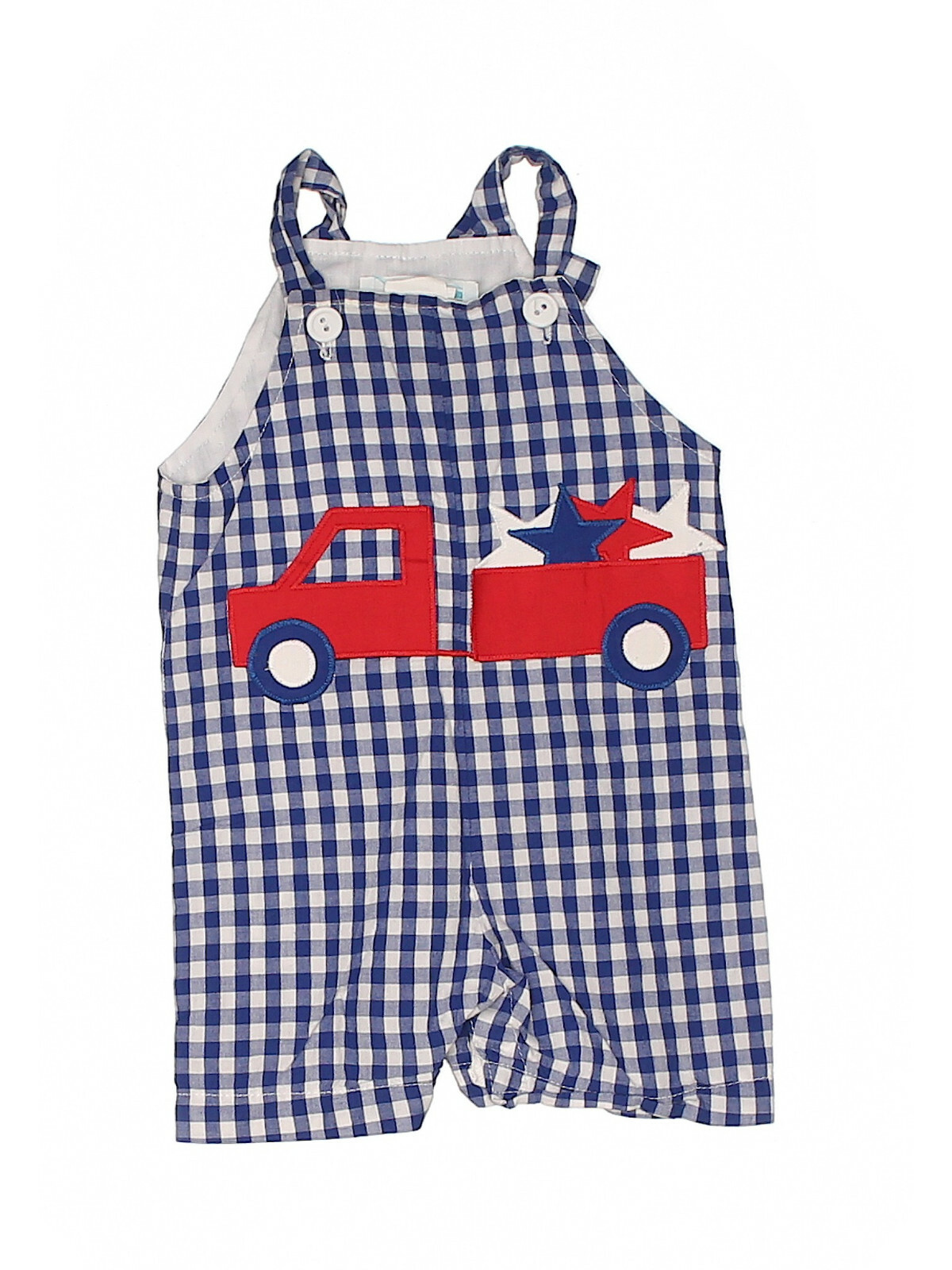 Petit Bebe Turkey Boy's Blue Gingham long Jon Jon 121K-MF25 5208 main image 1