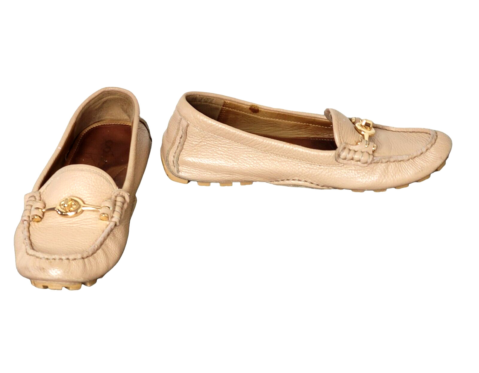 COACH Arlene Womens Loafer Tan Cream Pebbled Leather … Gem