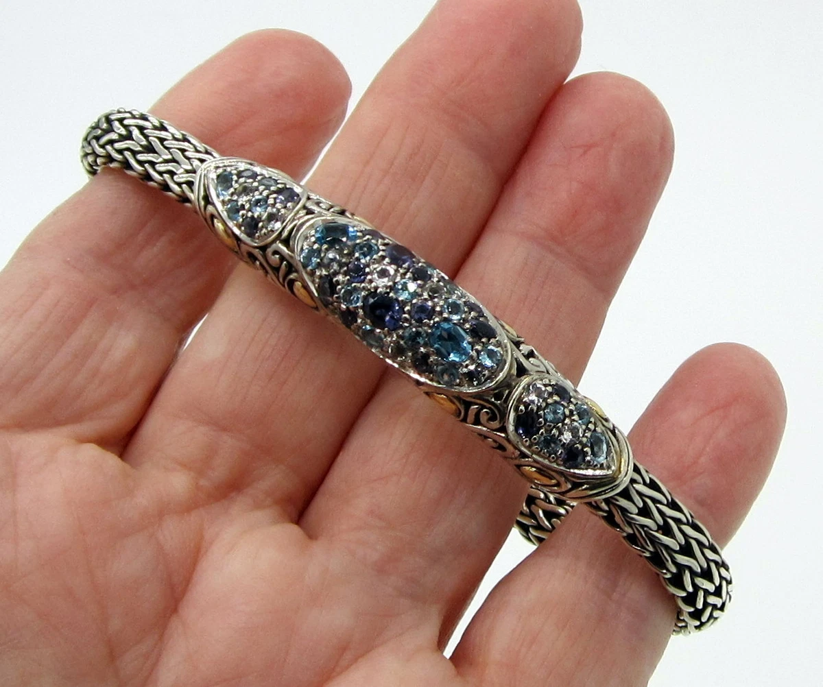 Bracelet Iolite Bleue Argent 925 Fait Main – Taille 7-8 Pouces, Bijou Femme/homme