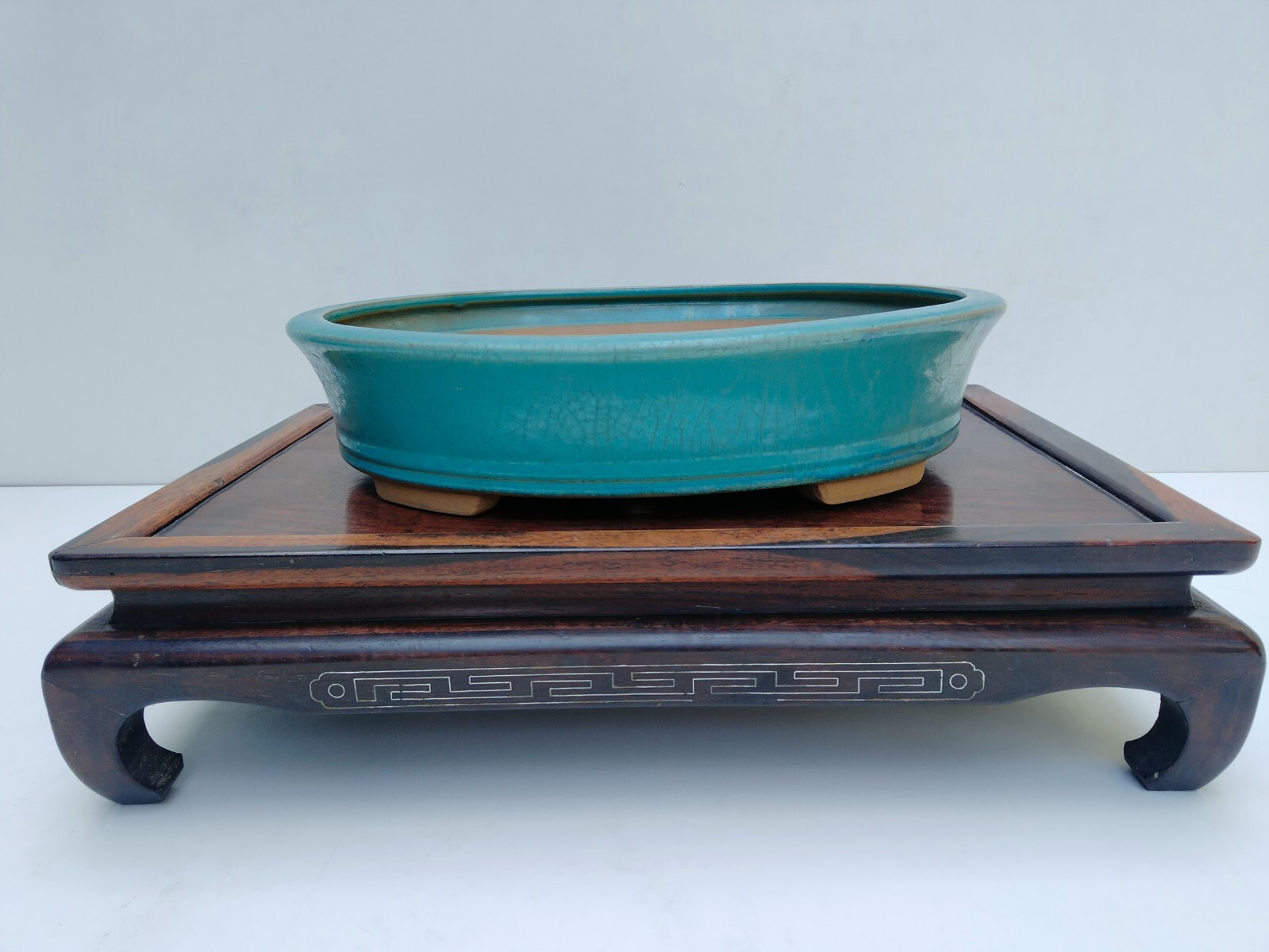 Bonsai Pot Japan TOEN TOUEN Green Glazed Oval Width 29 cm (11.4 in) Medium