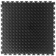 Garage Floor 18 x 18 inch Square Diamond Plate Interlocking Floor Tiles for H...