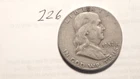 FRANKLIN HALF DOLLAR, 1952-D, 90%  SILVER  226